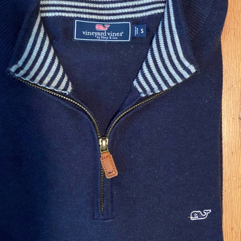 Mens Vineyard Vines Navy Quarter-zip (S) - Picture 3 of 4